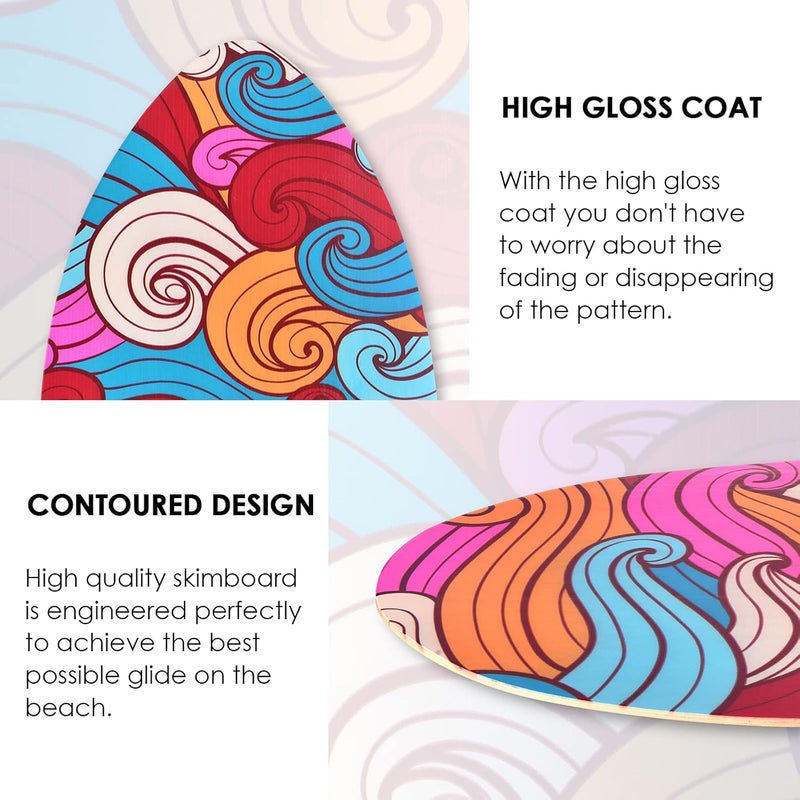 Seething 35 Inch Skimboard with High Gloss Coat Wood Skim Board for Beginners,Kids, Teenagers, Adults and All Skimming - Image 4